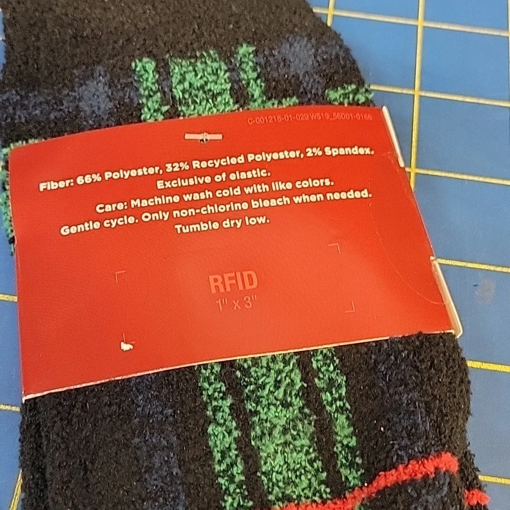 Wondershop Men's Plaid Crew Socks - Black, Green & Red New